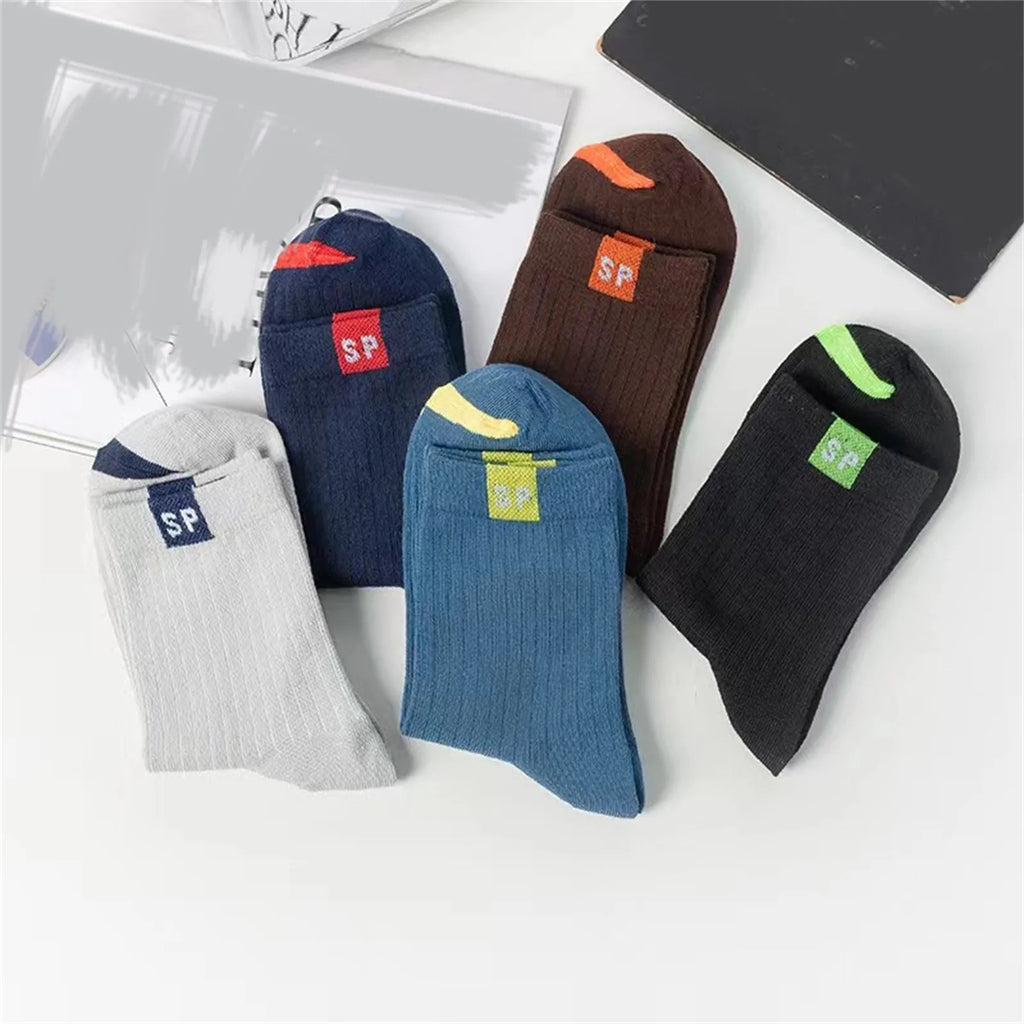 5 Pairs Men's Socks Mid-Calf Socks Warm Socks Long Sweat-Absorbing Breathable Socks Trendy Versatile Fall And Winter Sports Sock
