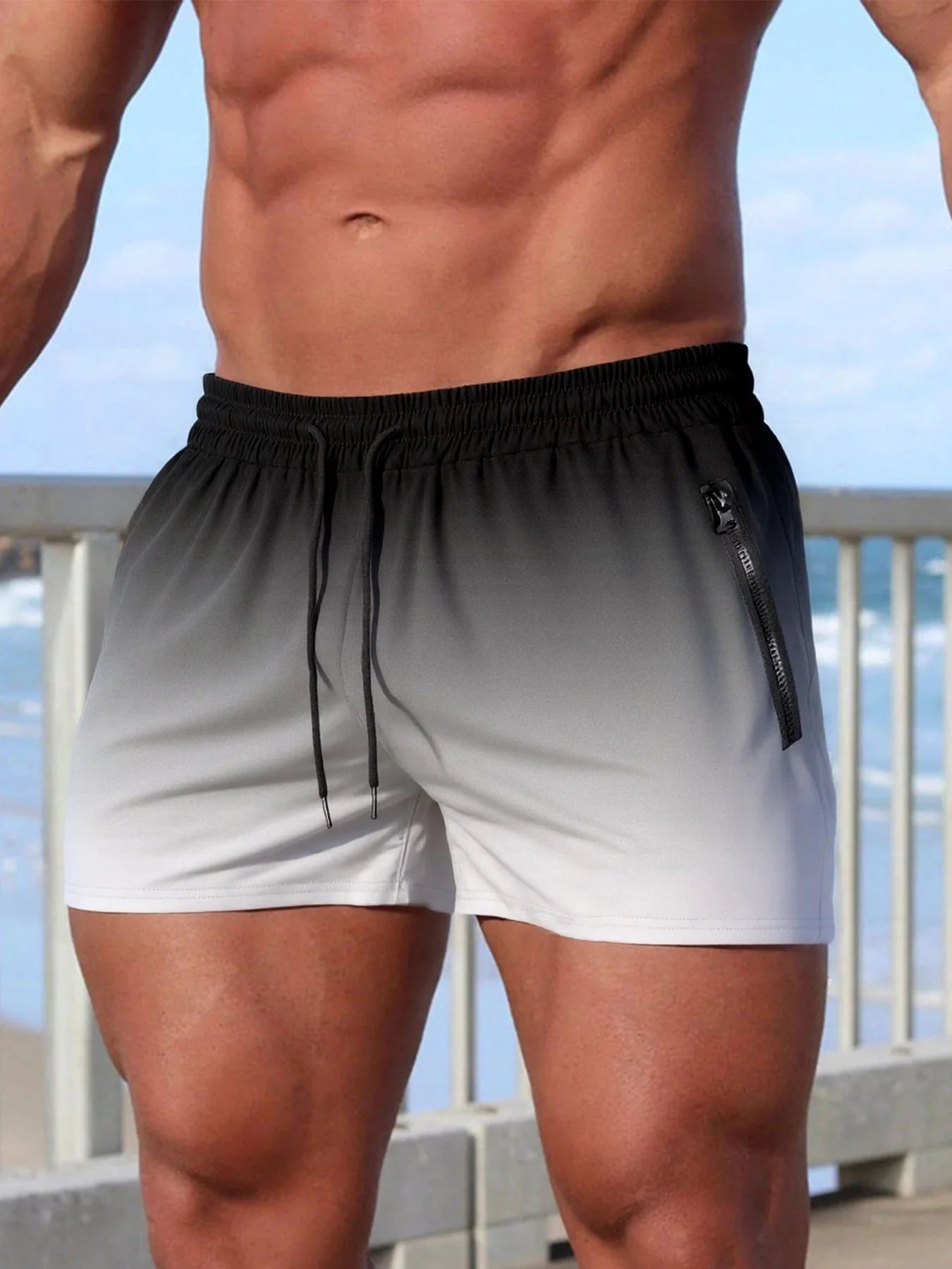 Summer Men's Swimming Trunks With Zipper Pockets Shorts Running Sport Swimming Shorts Mesh Liner Breathable Sports Shorts
