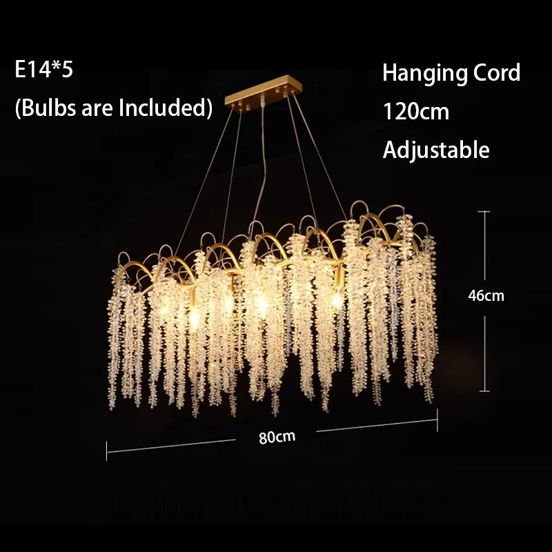 Morden LED Art Strip Crystal Ceiling Chandeliers Branch Pendant Lamp Villa Hall Hanging Light Home Decor Lustre Lighting Fixture