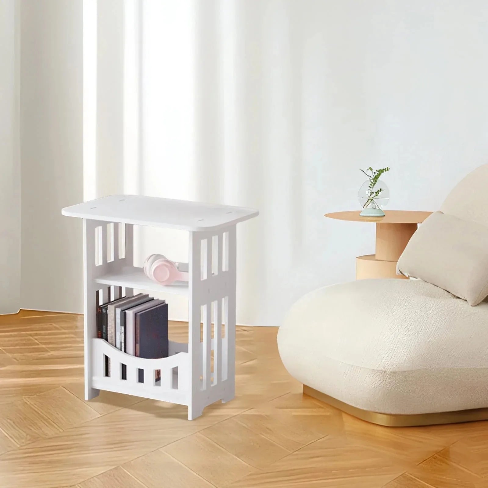 Family Commonly Used Bedside Table Modern Minimalist Style White Storage Cabinet Easy Assembly Multi Function Bedroom Organizer