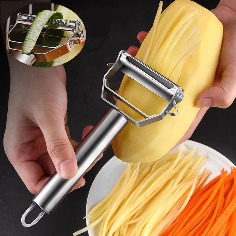 Kitchen Vegetable Peeler Stainless Steel Double-Head Melon Planer Multiple-Function Fruit Peeler Household Tool
