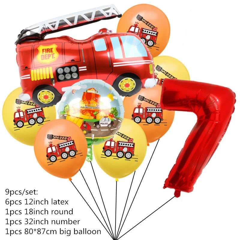 Fireman Sam Party Supplies Disposable Tableware Set Paper Plates Cups Tablecloth Fire Truck Birthday Party Decor Boys Baby Showe