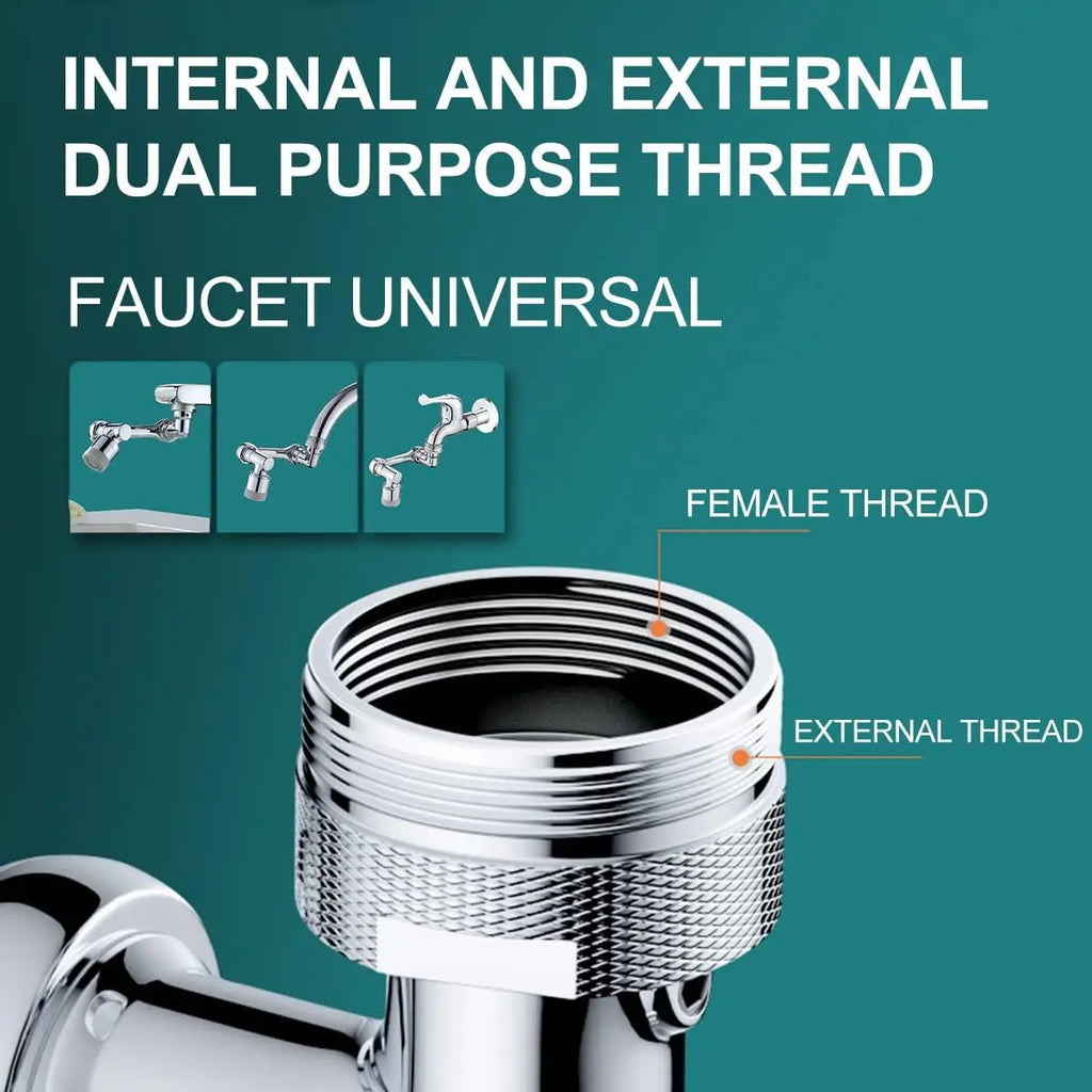 Universal 1080° Swivel Kitchen Faucet Extender with Dual Spray Modes Flexible Arm and Aerator Nozzle for Easy Sink Cleaning