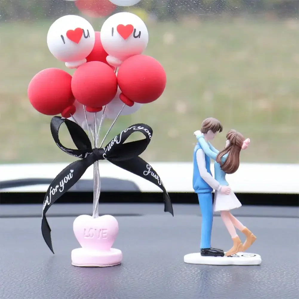 Cartoon Couples Car Decoration Accessories Romantic Lovers Figurines Balloon Ornament Auto Interior Dashboard Accessories Gifts