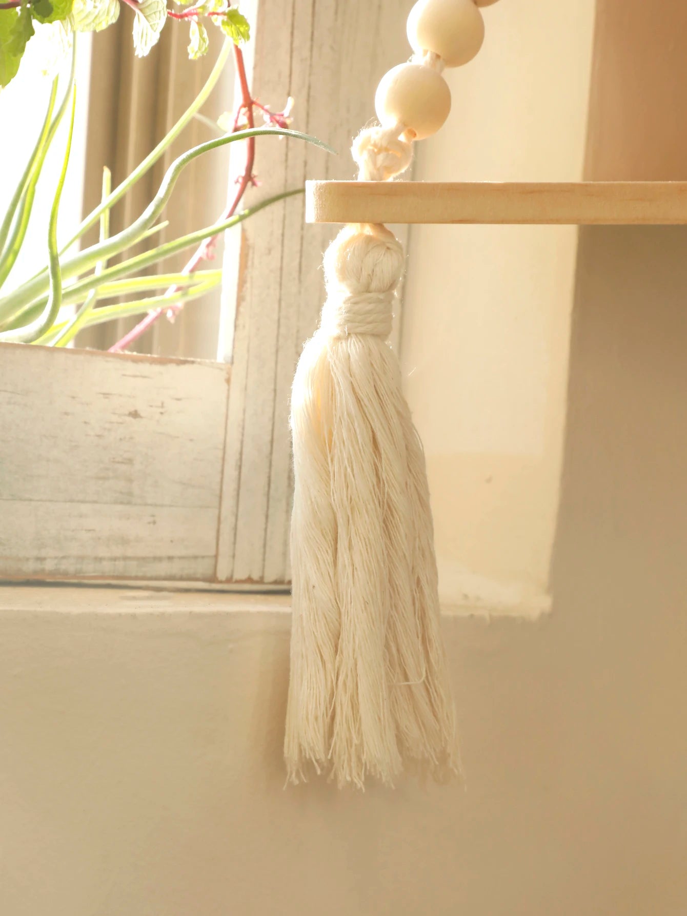 Macrame Hanging Shelf Boho Wall Hanging Handmade Rope Rustic Wood Floating Shelves Hanging Corner Wall Shelf Bedroom Decor Gifts