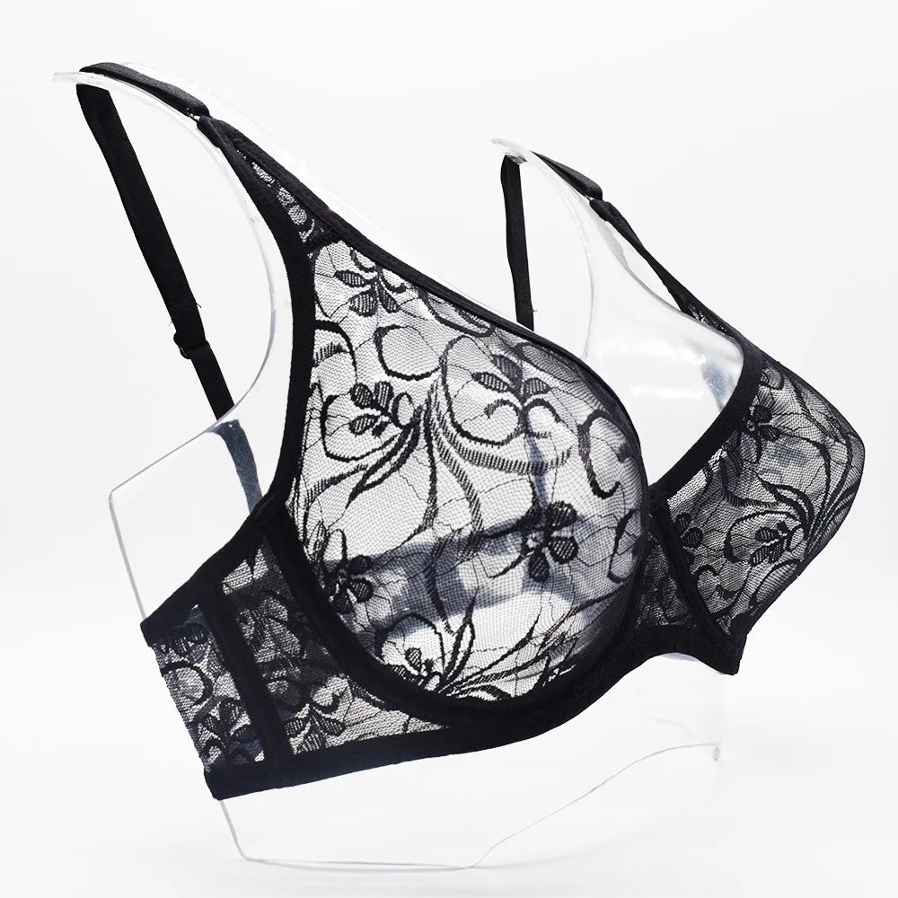 Womens Underwear Lace Bras Underwire BH Hollow Out Embroidery Elegant Casual Sexy Lingerie Tops Plus Size  Brassiere