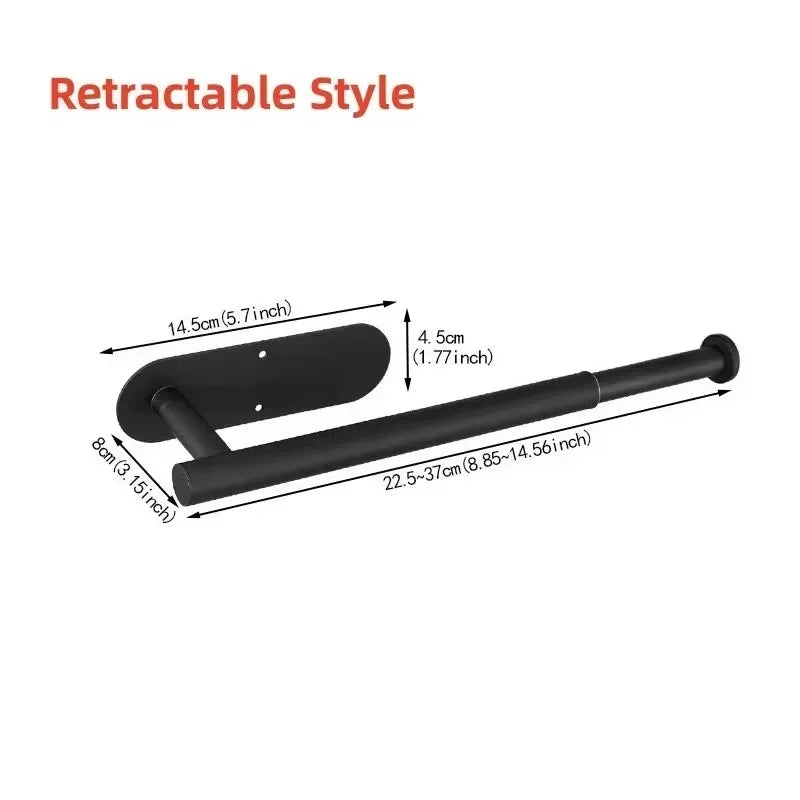 Paper Towel Holder Under Cabinet Wall Mount Stainless Steel Black Kitchen Paper Towel Rack Self Adhesive No Drilling Bathroom