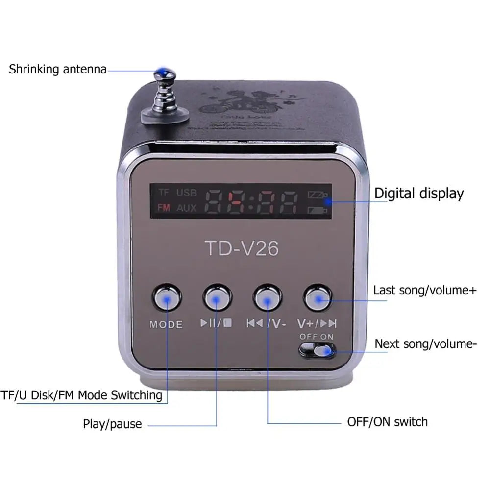 Mini Portable Sound Speaker TF Card FM Radio AUX Stereo Music Player Bluetooth Speaker Outdoor Loudspeaker For PC Computer Phone