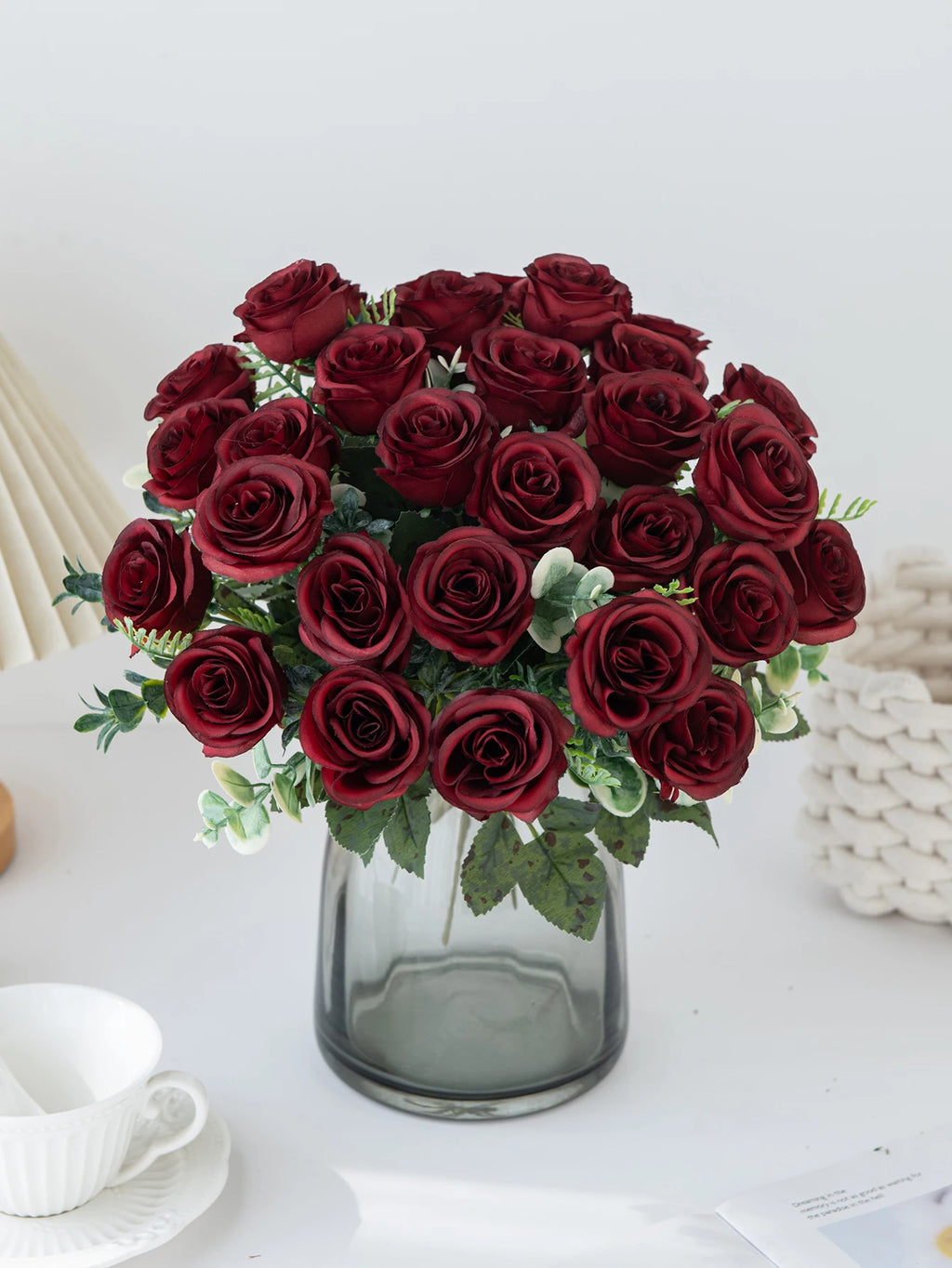 Artificial Flowers Nordic Rose Silk Wedding Home Bridal Bouquet Outdoor Courtyard Table Decoration Party DIY Gift Shooting Props