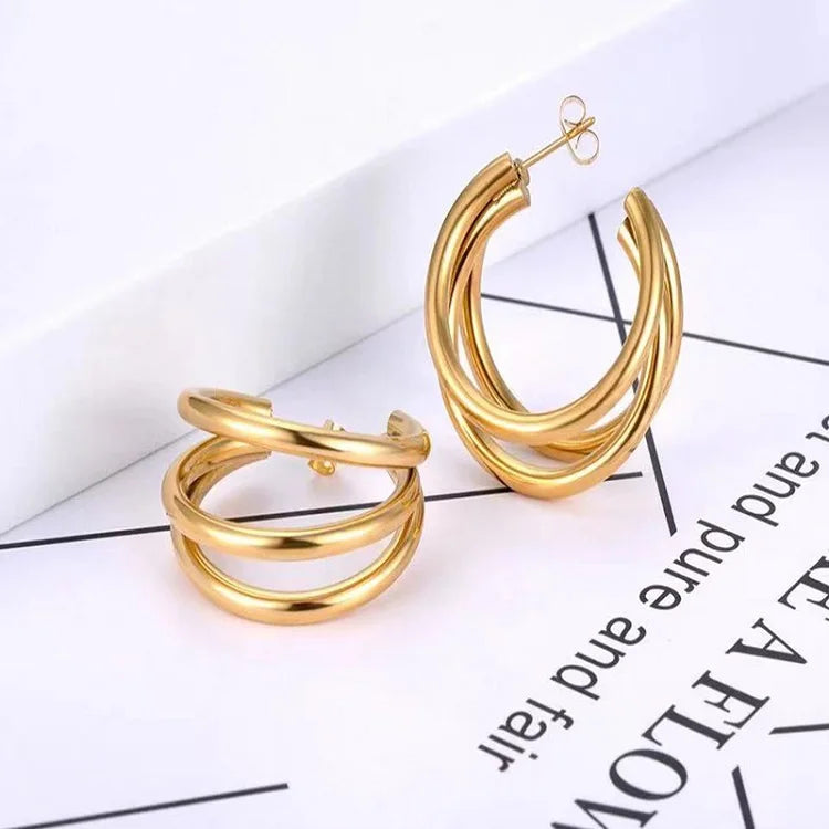 Most Popular Style Titanium Steel Hoop Earrings For Women C-type Peach Heart Round Ear Ring Non-fading Hot Selling Ear Jewelry