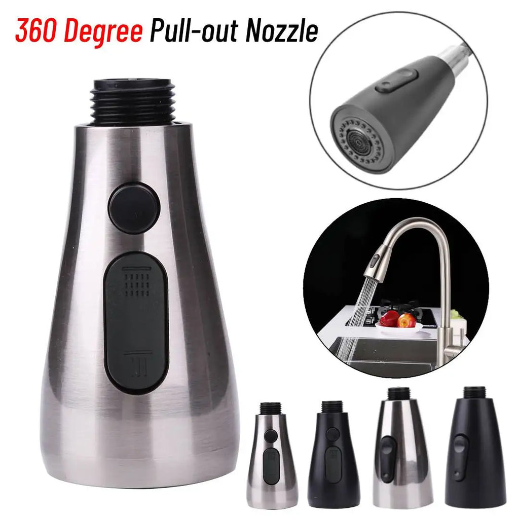 Stainless Steel 360 Degree Rotating Kitchen Bathroom Faucet Head 2Modes Adjustable Sink Basin Filter Tap Pull-Out Nozzle Sprayer