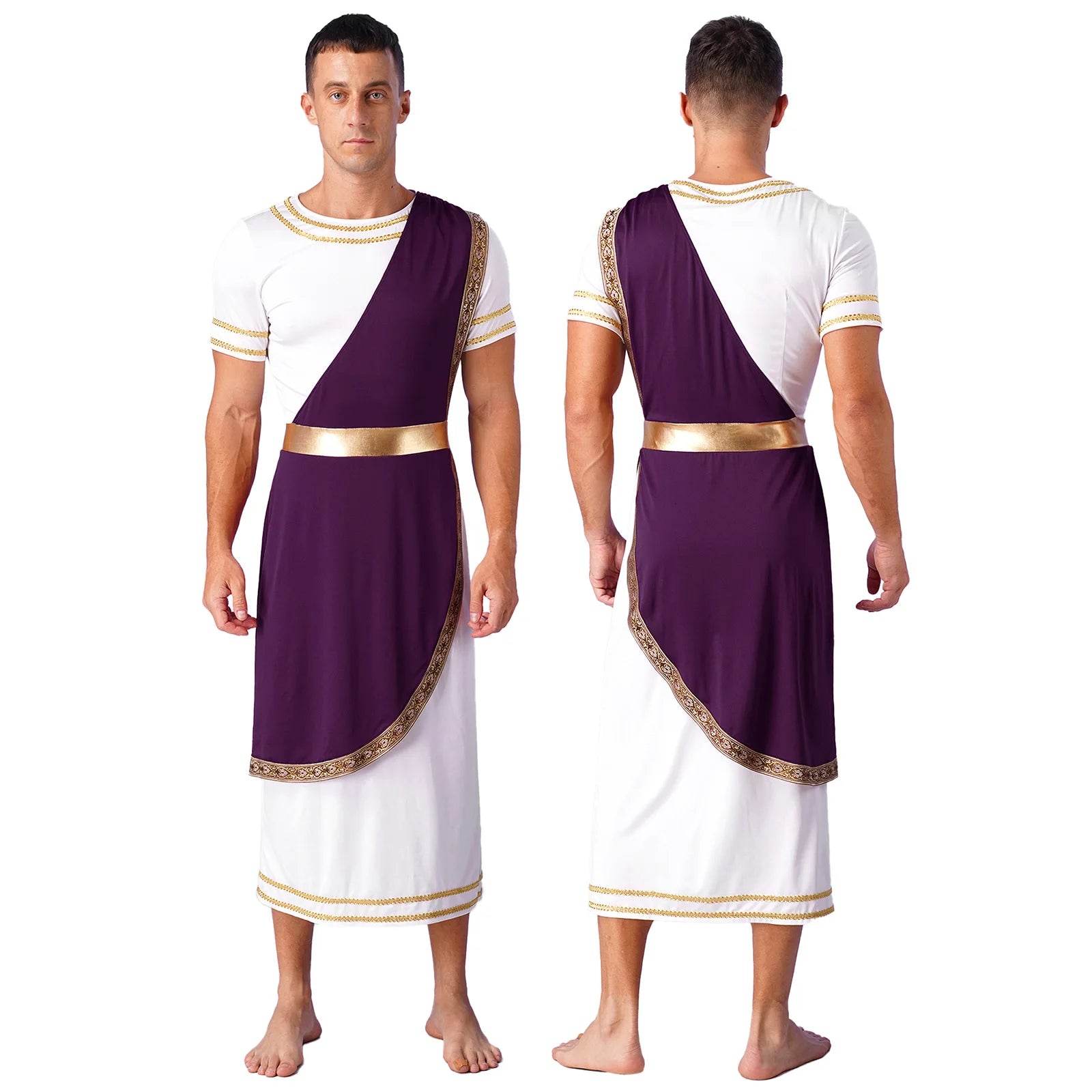 Mens Ancient Greek God Cosplay Outfit Roman Robe Costumes Ancient Greek Toga Spartan Dress Up Retro Vintage Warrior Clothing