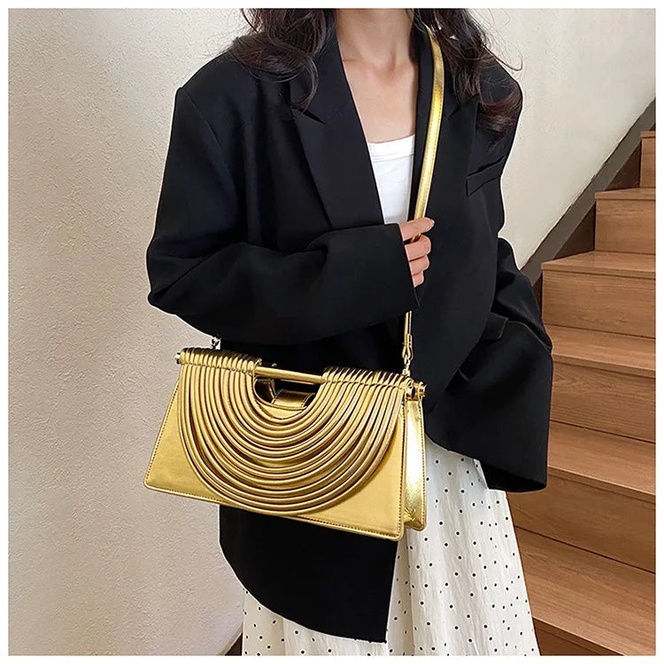 Luxury Evening Handbag For Women Golden Noodle Knot Design Dinner Party Clutch Bag Luxury Designer Square Crossbody Bags