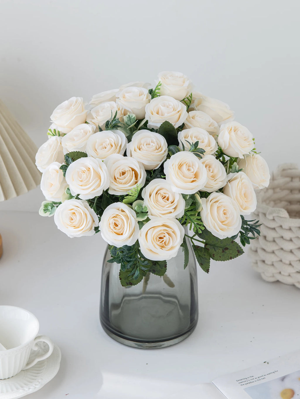 Artificial Flowers Nordic Rose Silk Wedding Home Bridal Bouquet Outdoor Courtyard Table Decoration Party DIY Gift Shooting Props