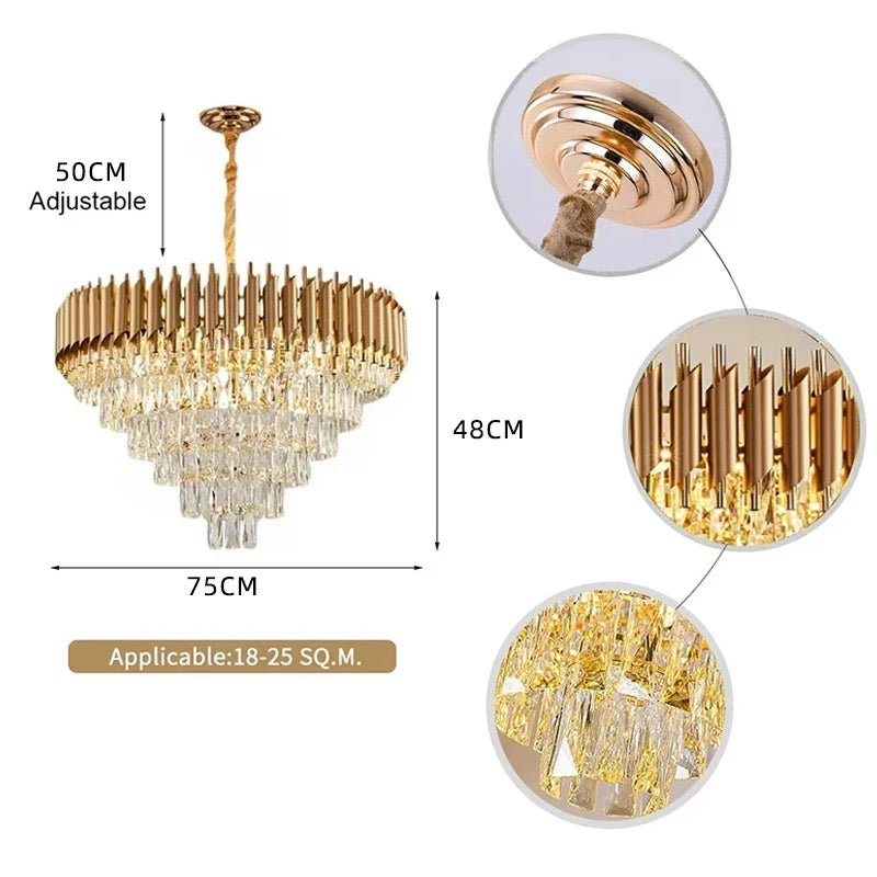 Luxury Modern Living Room Crystal Ceiling Chandelier Lighting Light Lustre Indoor Dining Bedroom Home Decor Hanging Pendant Lamp