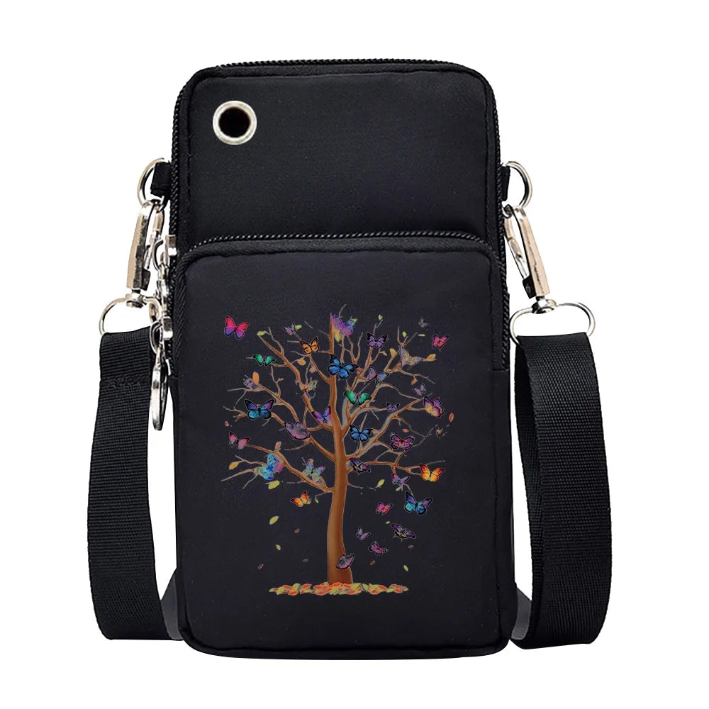 Universal Mobile Phone Bag Iphone 13 Huawei Shoulder Cross-body Package Women Sport Pouch Unisex Arm Wrist Bags Butterfly Print