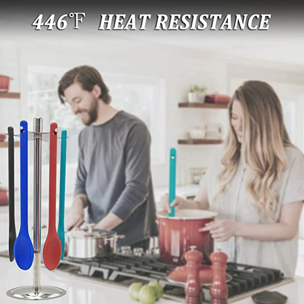 Long Handle Silicone Spoon For Kitchen Mixing Spoon For Salad Food Soup Cooking Tool For Picnic 1PCS Wholesale Of Multiple Items