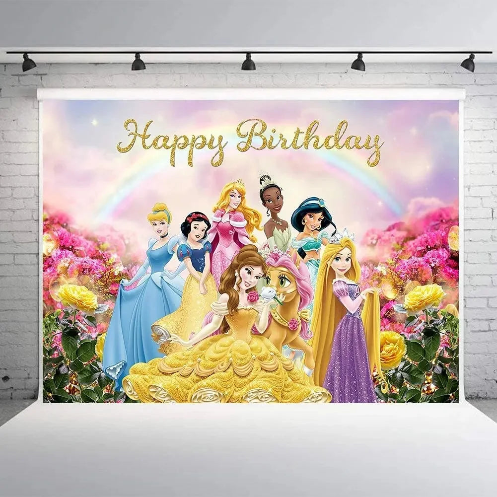 Princess Snow Queen Theme Disposable Tableware Decorations Kid Girl Birthday Party Supplies Princess Cup Plate Tablecloth Set