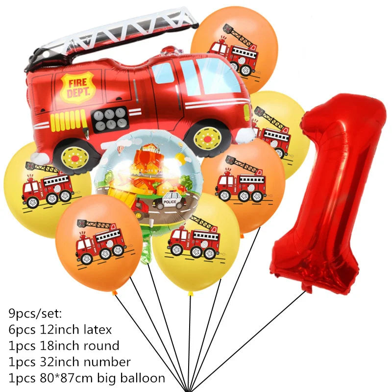 Fireman Sam Party Supplies Disposable Tableware Set Paper Plates Cups Tablecloth Fire Truck Birthday Party Decor Boys Baby Showe