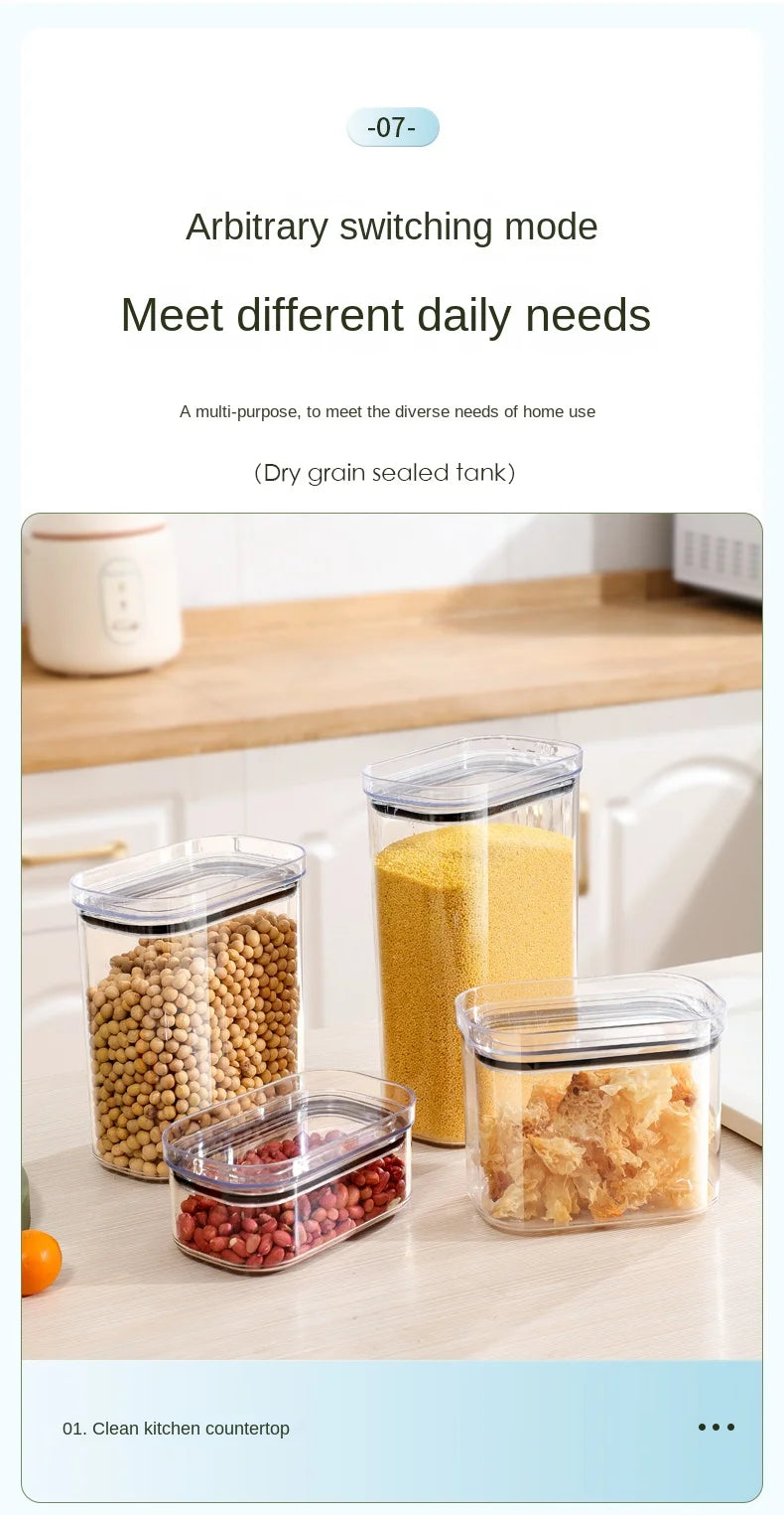 Large Capacity Sealed Jar Kitchen Cabinet Organizer Grain Soybean Nuts Storage Refrigerator Crisper Strong Plastic Sealed Tank
