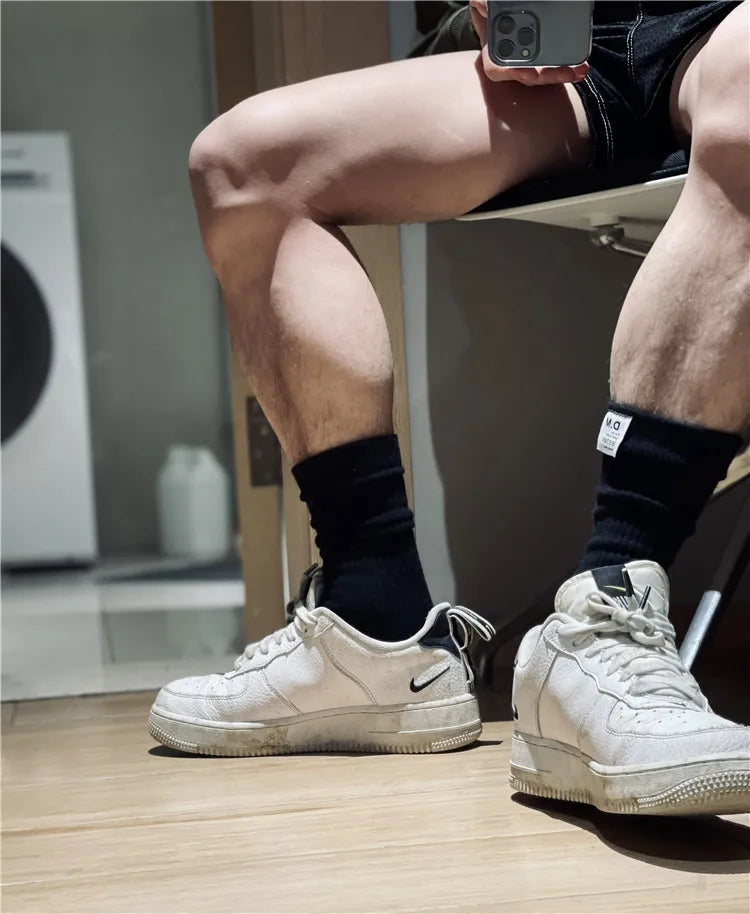 Socks For Men Calcetines Business Socks Crew Meias Basketball Solid Man Socks Cotton Sweat Absorption Sport Men Sock Football