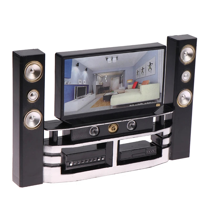 Dollhouse Audio TV Ornament in 1/12 Scale, Miniature Living Room Decor for Doll’s House, Micro Scene Toys