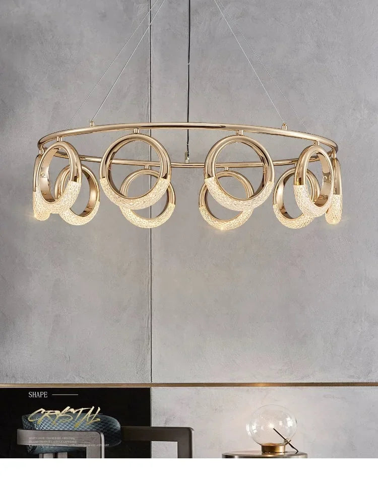 Modern Chandelier For Living Room Bedroom Nordic Golden Ring Ceiling Lamp Luxury Home Decor Indoor Ceiling Light Lustre Fixtures