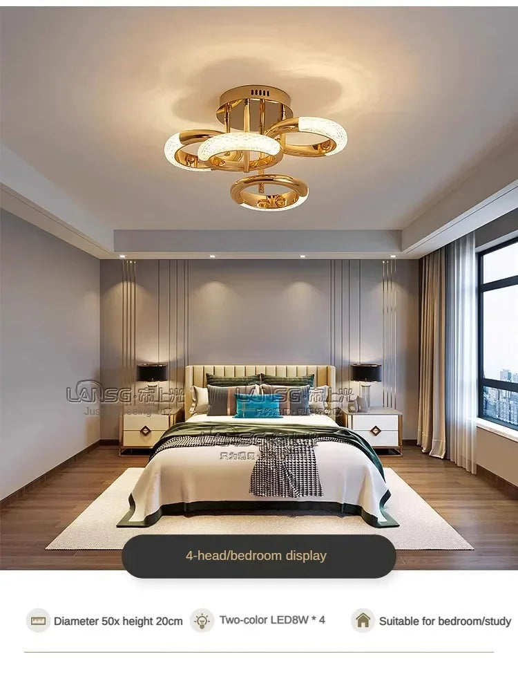 Modern Chandelier For Living Room Bedroom Nordic Golden Ring Ceiling Lamp Luxury Home Decor Indoor Ceiling Light Lustre Fixtures