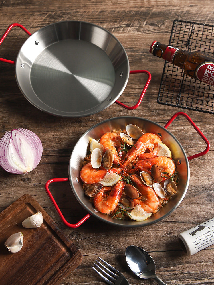 Spanish seafood rice Pot thickened stainless steel Cooking Paella Pan Lobster Snack Plates Saucepan Dry Pots Double Ears HotPot