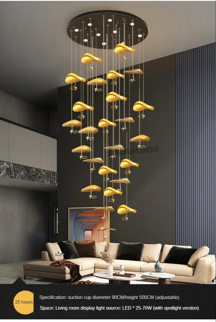 Nordic Modern LED Ceiling Chandelier for Living Dining Room Staircase Pendant Lamp Home Decor Lighting Suspension Design Fixture