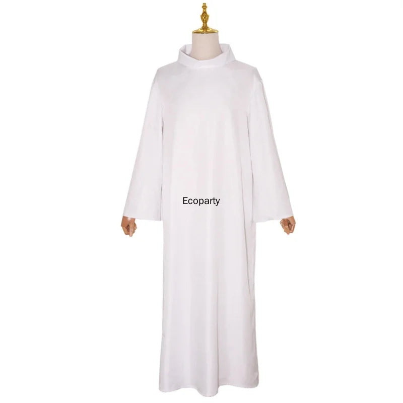 Adult Medieval Priest Costume Muslim Islamic Missionary White Long Robe Clergy Cosplay Outfits Halloween Carnival Party Clothes