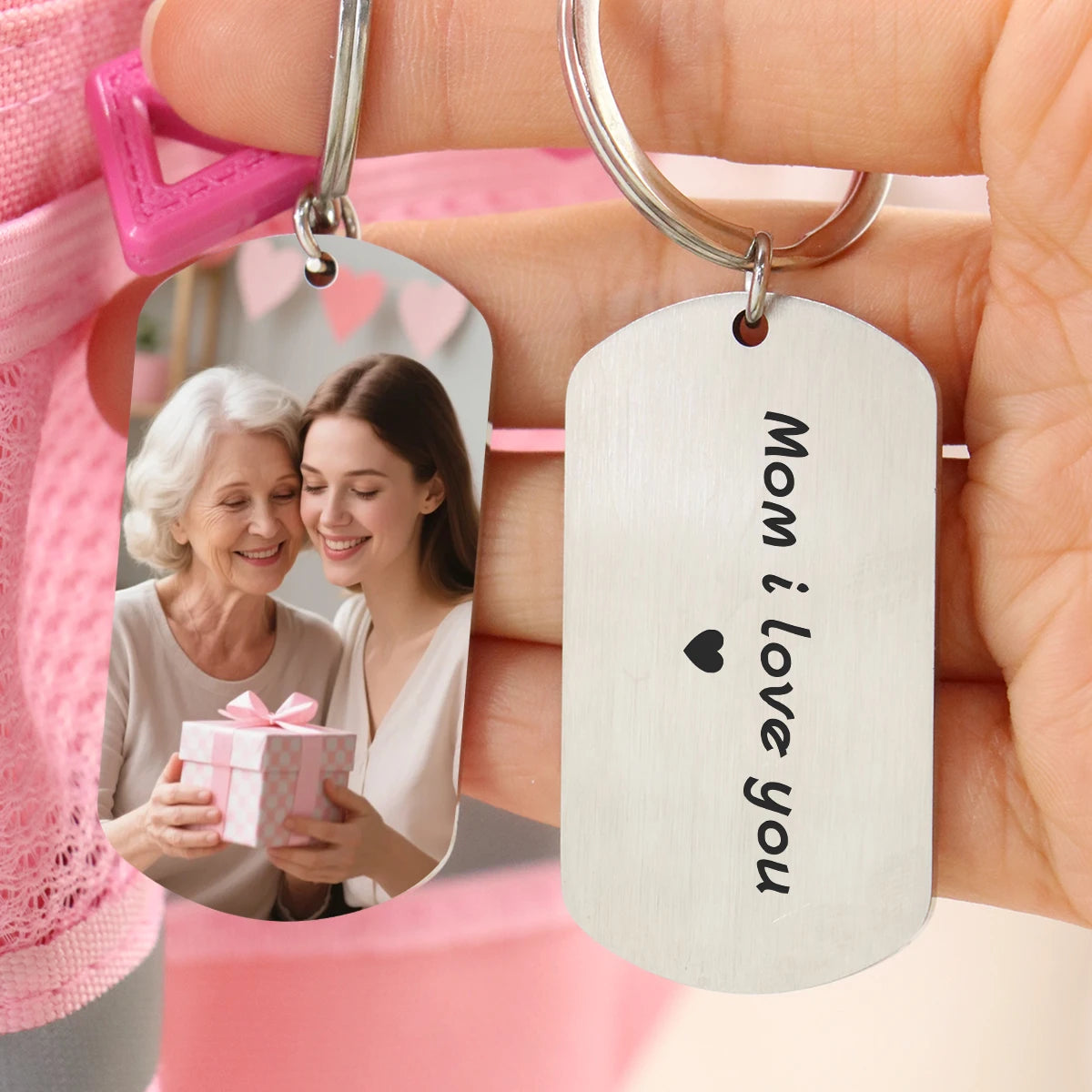 Photo Keychain With Text, Custom Mother’S Day Gift Key Chain For Mom, Personalized Picture Keychain Keepsake, Custom Keychain
