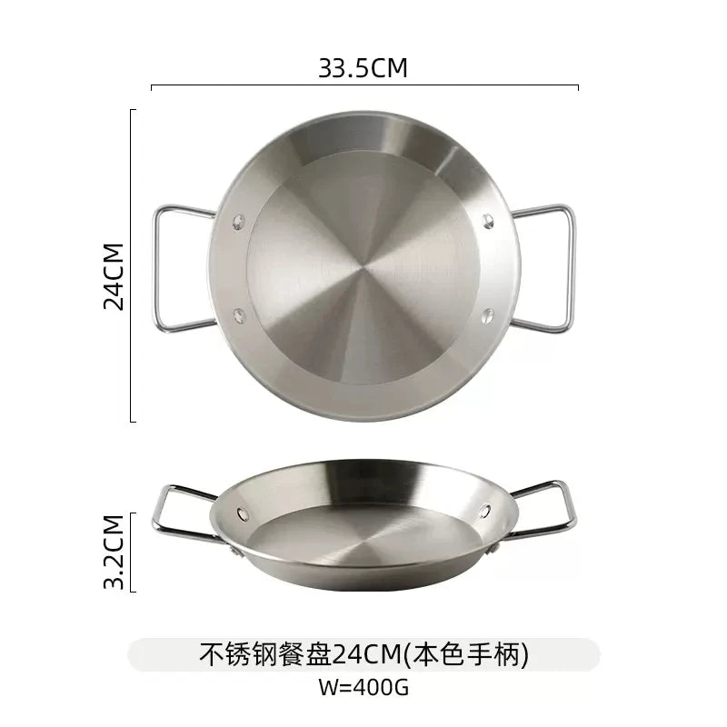 Spanish seafood rice Pot thickened stainless steel Cooking Paella Pan Lobster Snack Plates Saucepan Dry Pots Double Ears HotPot