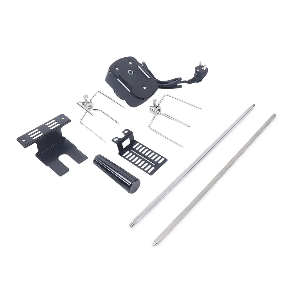 New Electric BBQ Grill Spit Roaster w/ 120 cm long cableRod Outdoor Barbecue Grilling Rotisserie Kit