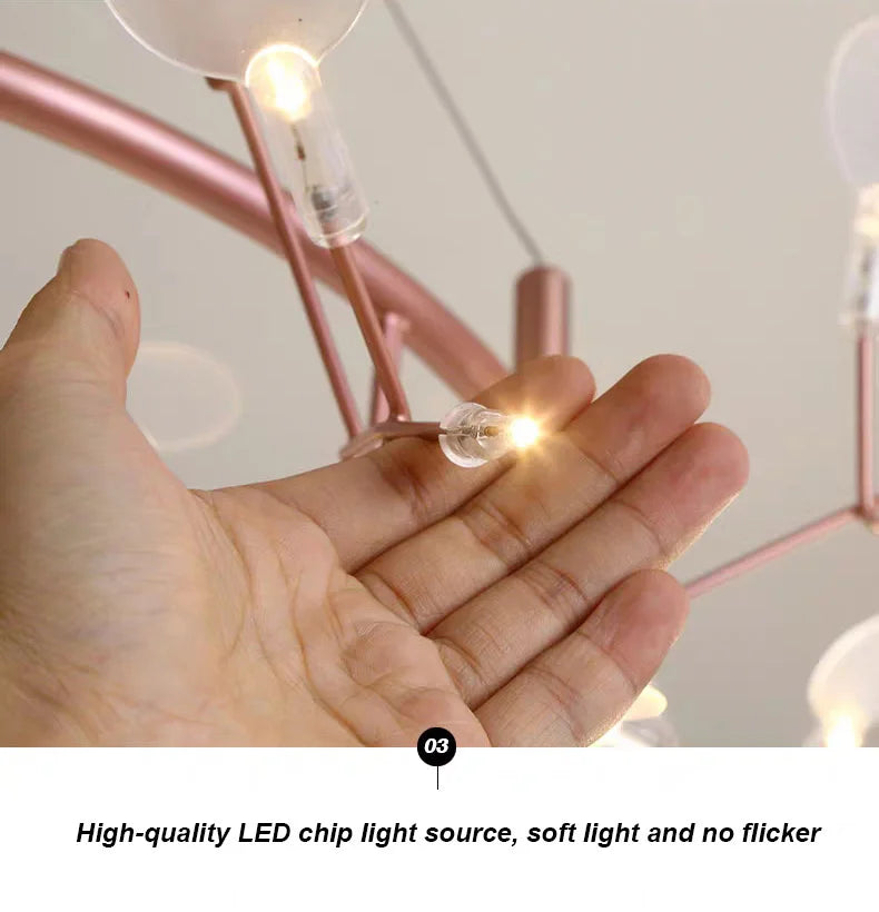 Nordic LED Firefly Ceiling Chandelier Modern Living Dining Room Pendant Lamp Bedroom Hanging Light Lustre Home Decor Fixture2023