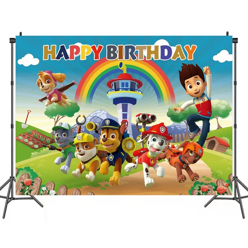 Skye Paw Patrol  Birthday Party Decoration Kids Shower Boys Girls Tableware Supplies Tablecloth Balloon Cake Topper Straw