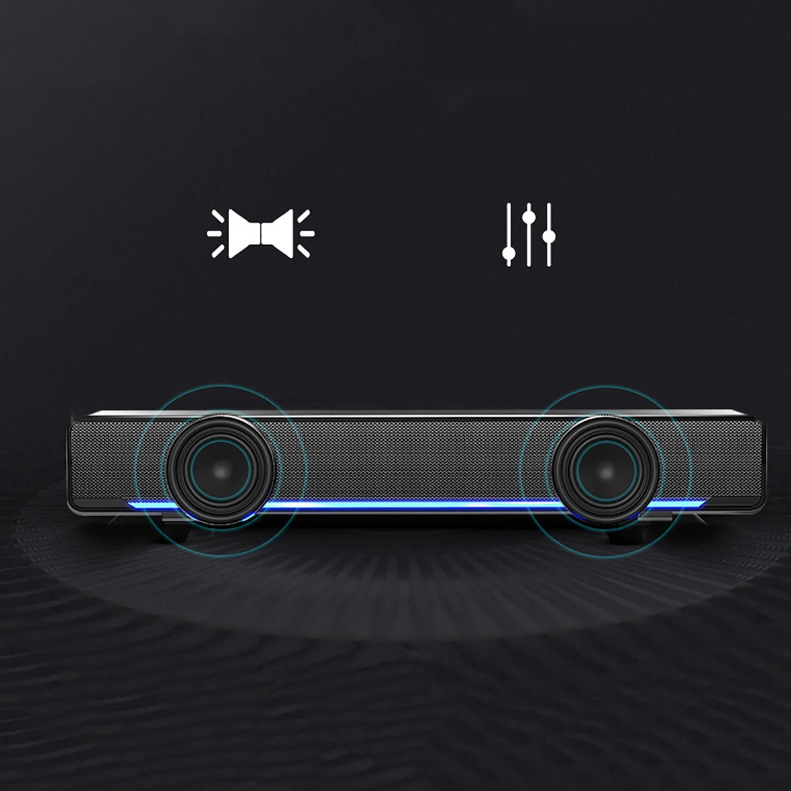 Portable Stereo Soundbar USB Wired Speaker Music Player Bass Surround Sound Box 3.5mm Input for TV PC Laptop Home Theater System