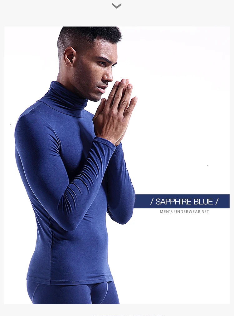 Men's thermal underwear in turtleneck lapel autumn thin Modal autumn and winter long-sleeved base shirt single slim-fit top