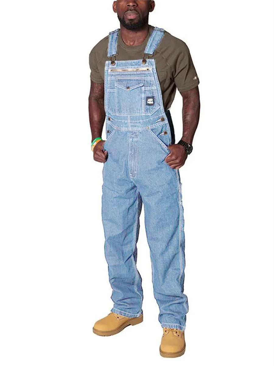 Mens Jeans Cargo Trousers Overalls for Men Fashion Denim Jumpsuit Oversized Bib Pants Men's Clothing Straight Streetwear
