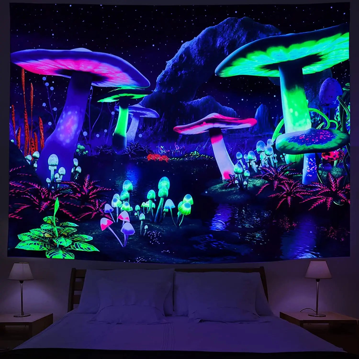 Fluorescent tapestry Wall hanging cloth Bedroom decoration psychedelic art poster