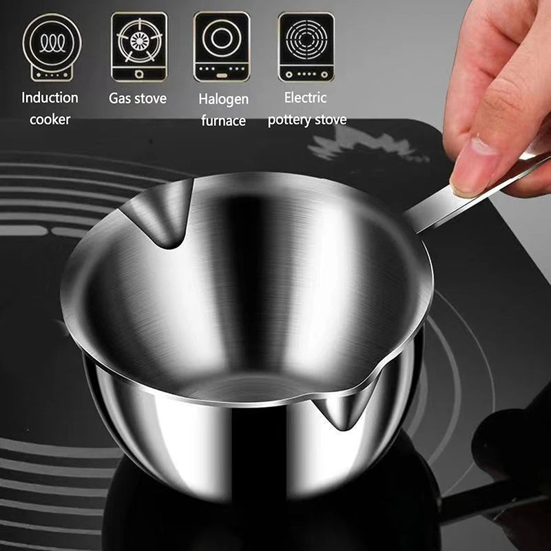 300ML Small Milk Pots Stainless Steel Hot Oil Skillet Household Oil Heater Sauce Pans Kitchen Spice Tool