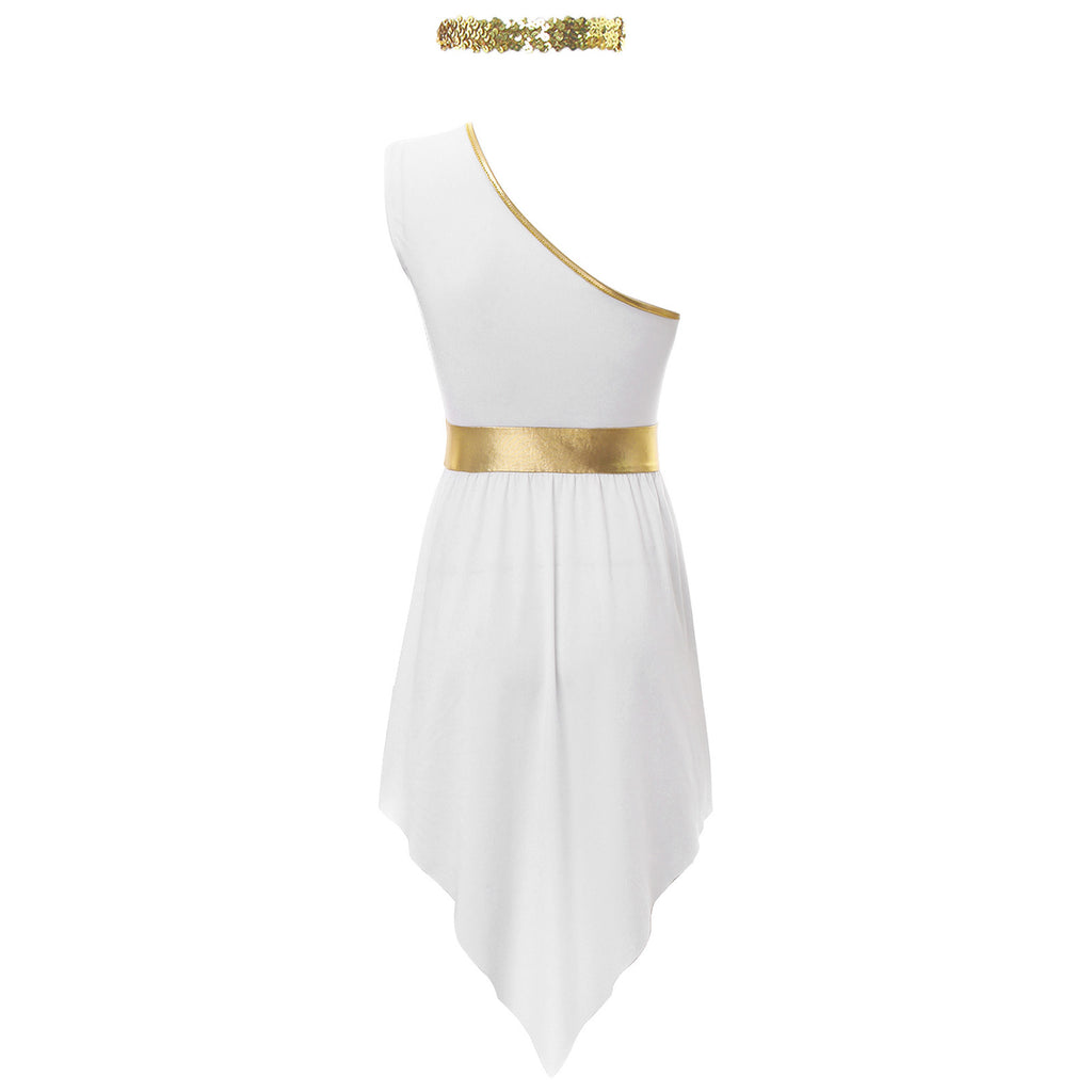 Womens Ancient Greek Costume Halloween Greek Princess Deity Queen Cosplay Flowy Tulle Chiffon Toga Dress Carnival Fancy Dress Up