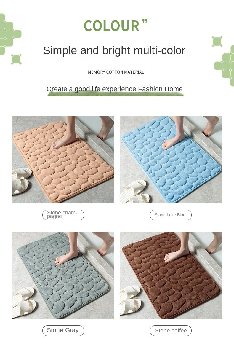 Mat Non-slip Carpets Cobblestone Embossed Bathroom Bath In Wash Basin Bathtub Side Floor Rug Shower Room Doormat Memory Foam