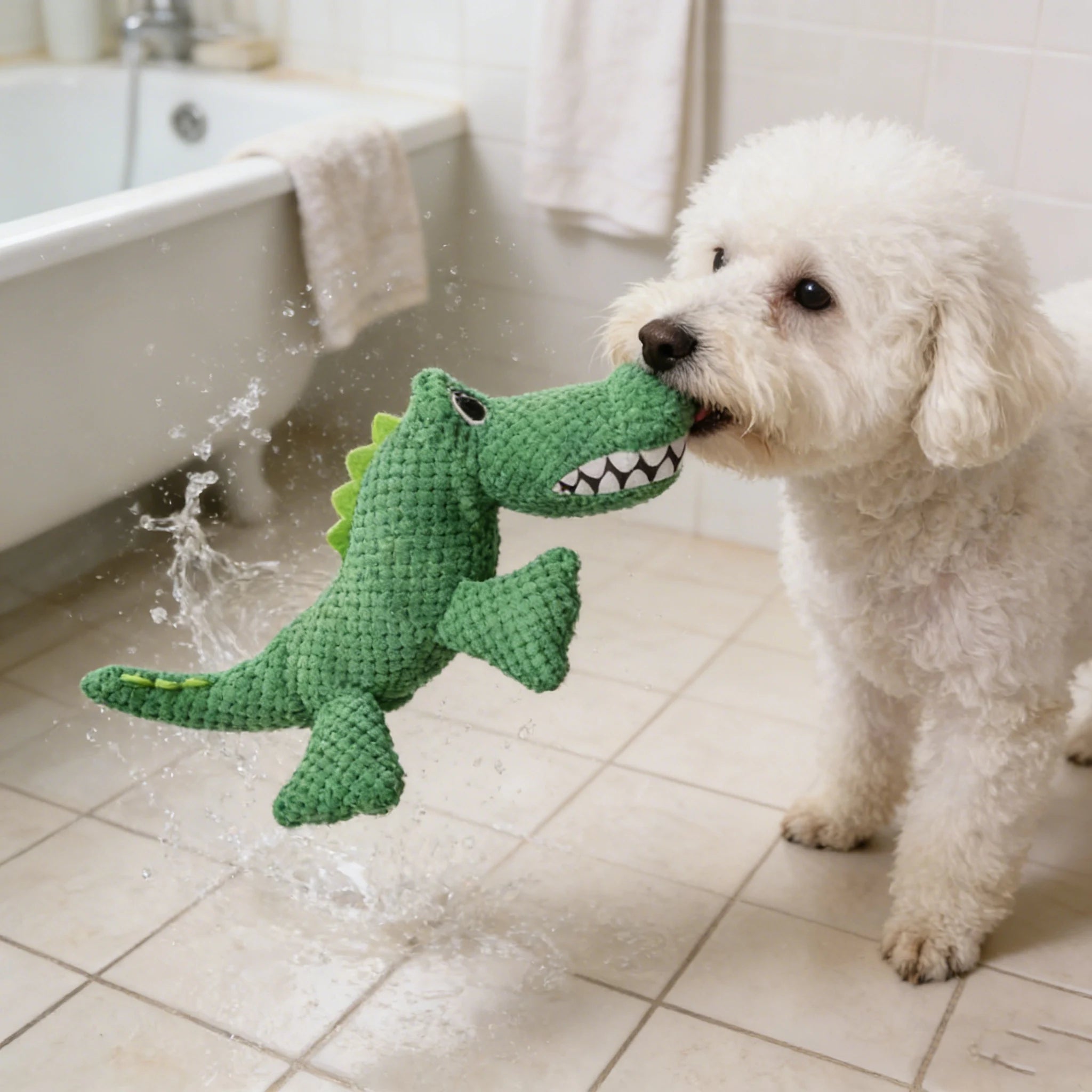Tough Chew Dog Companion Toy, Pet Squeaky Toy, Large Dinosaur Toy, For All Breeds, Suitable for Heavy Chewers, Pet Companion Toy