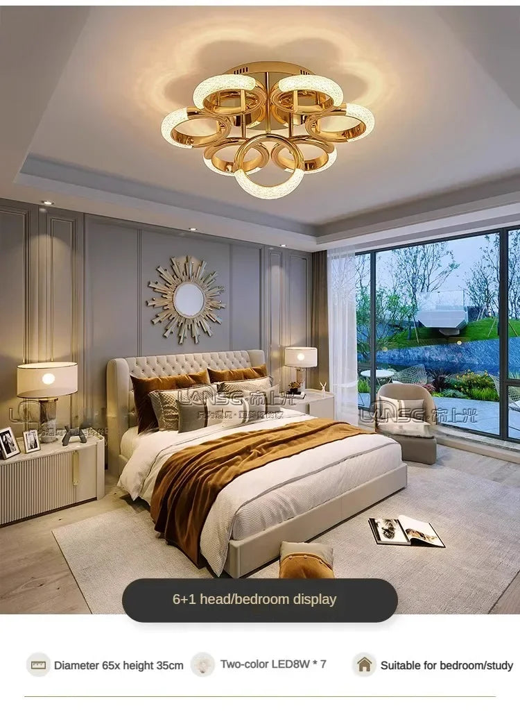 Modern Chandelier For Living Room Bedroom Nordic Golden Ring Ceiling Lamp Luxury Home Decor Indoor Ceiling Light Lustre Fixtures