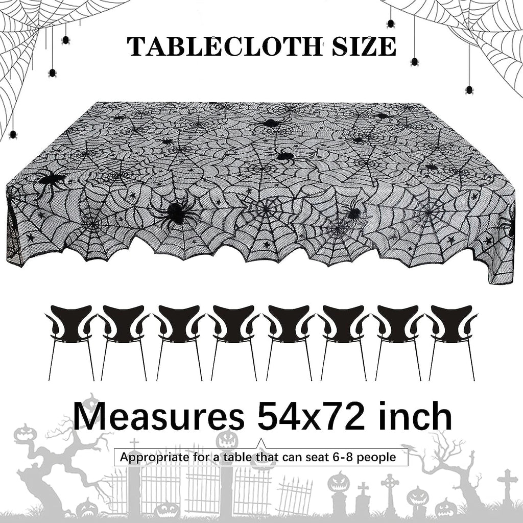 1 pcs of Halloween lace tablecloth spider web skull pattern rectangular shape for party decoration haunted house pumpkin design