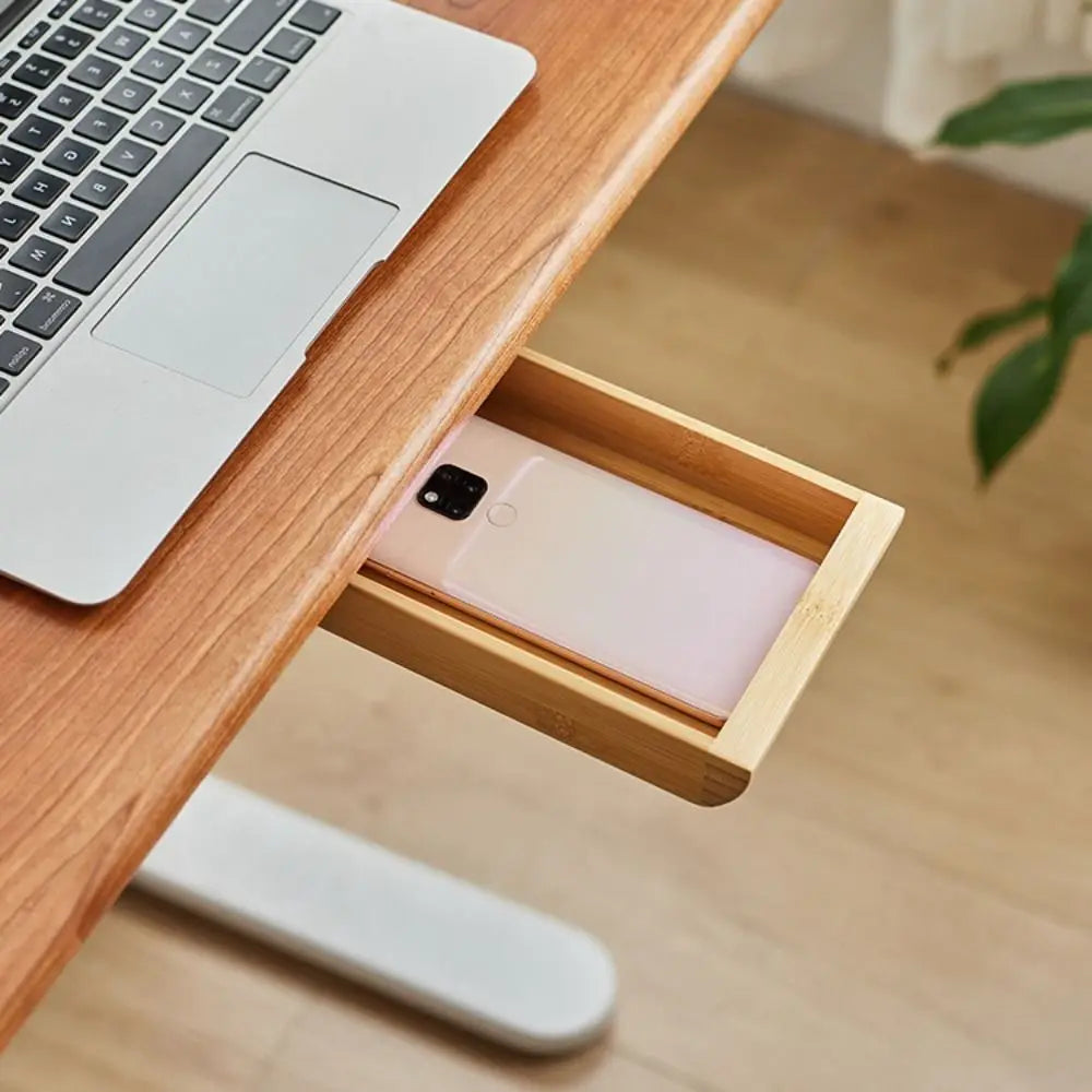 Invisible Storage Box Decoration Bamboo/Walnut Adhesive Hidden Drawer Home Storage Stationery Container Wooden Storage Drawer