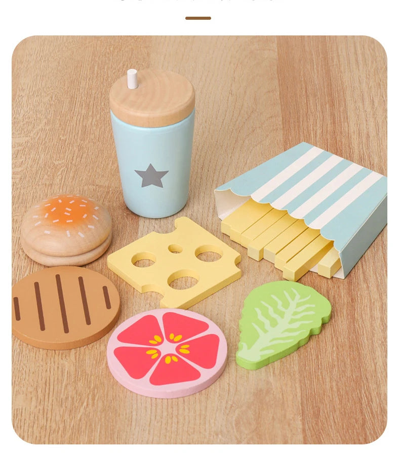 Wooden Pretend Play Food Kitchen Toys Classic Cutting Cooking Set Kids HousePlay Educational Imitation Game Toys for Girls Boys