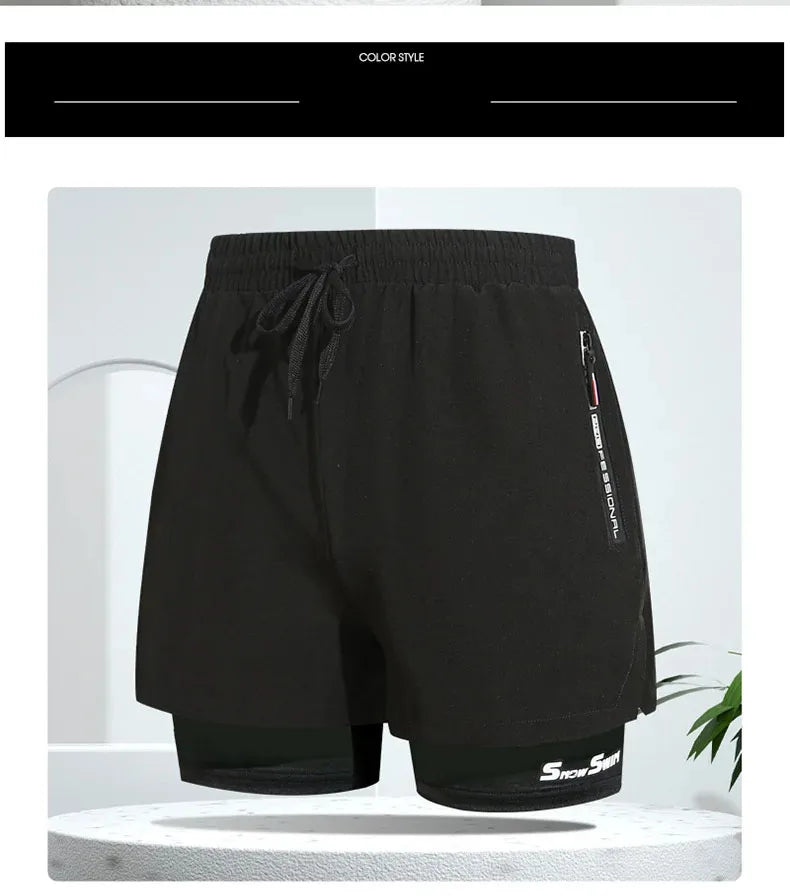Men's Swim Trunks Double-layer Flat Angle Adult Quick-drying Anti-embarrassment Swim Trunks Beach Pants Spa Swimming Kit