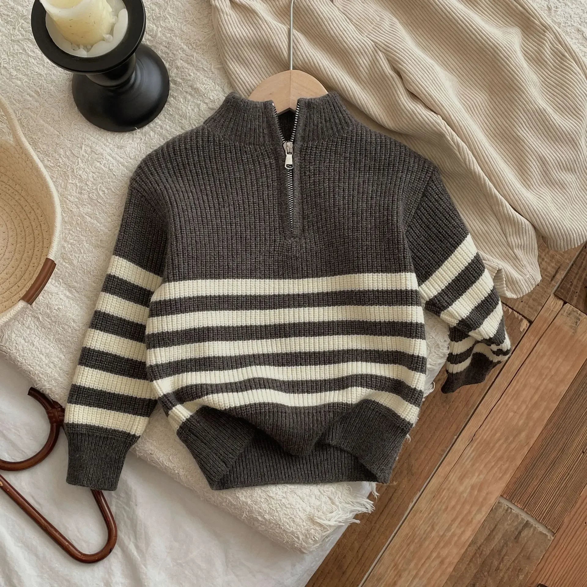 Childrens Clothing Sweater New Autumn 2024 New Loose and Versatile Casual Sweater